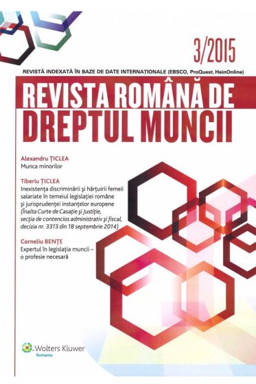 Revista Romana de Dreptul Muncii nr. 3/2015