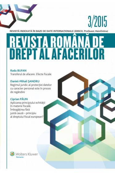 Revista romana de drept al afacerilor nr. 3/2015