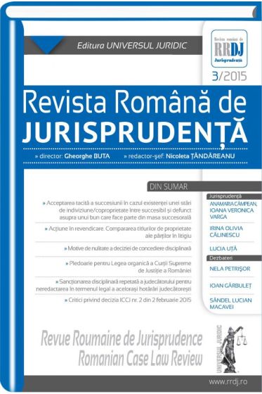 Revista romana de jurisprudenta nr. 3/2015