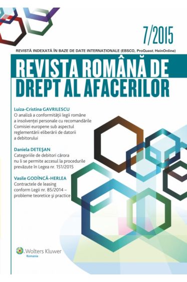 Revista romana de drept al afacerilor nr. 7/2015