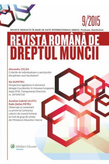 Revista Romana de Dreptul Muncii nr. 9/2015
