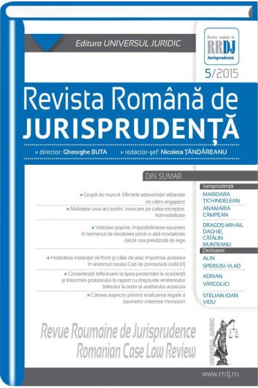 Revista romana de jurisprudenta nr. 5/2015