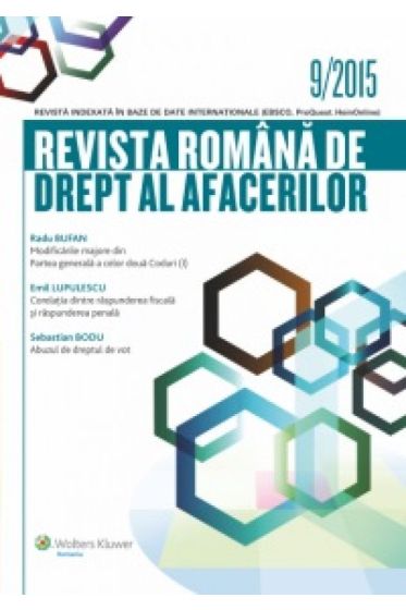 Revista romana de drept al afacerilor nr. 9/2015