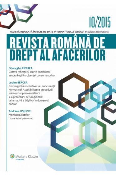 Revista romana de drept al afacerilor nr. 10/2015