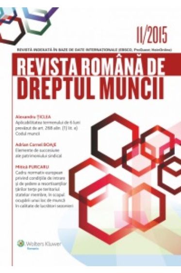 Revista Romana de Dreptul Muncii nr. 11/2015