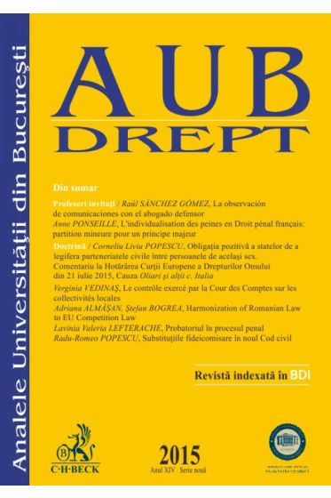 Analele Universitatii din Bucuresti - Seria Drept, 2015