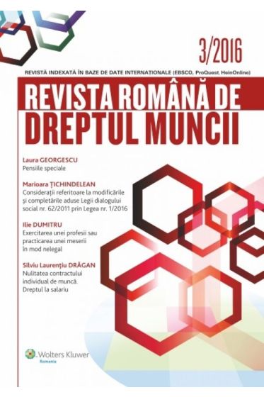 Revista Romana de Dreptul Muncii nr. 3/2016