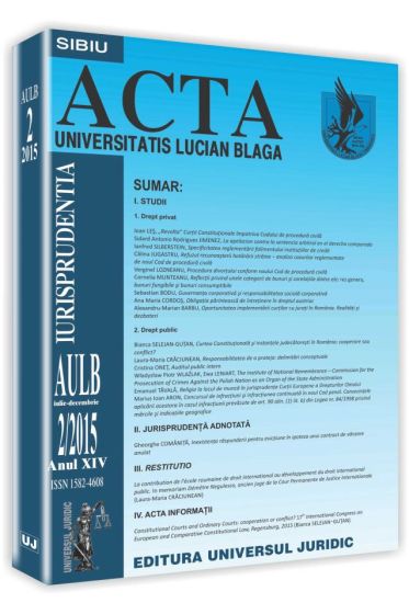 Acta Universitatis Lucian Blaga nr. 2/2015