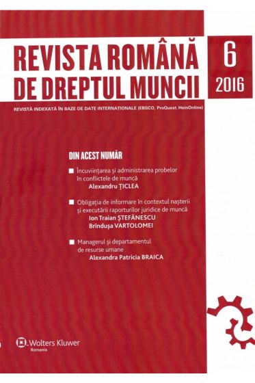 Revista Romana de Dreptul Muncii nr. 6/2016