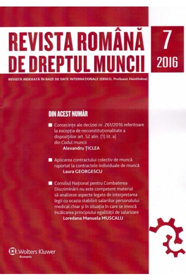 Revista Romana de dreptul muncii nr 7/2016