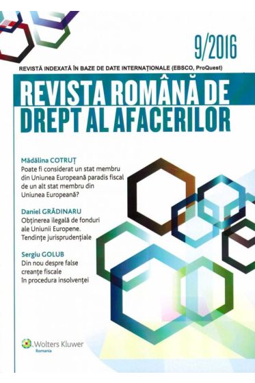 Revista Romana de drept al afacerilor nr 9/2016