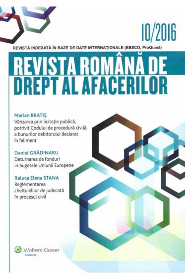 Revista Romana de drept al afacerilor nr 10/2016