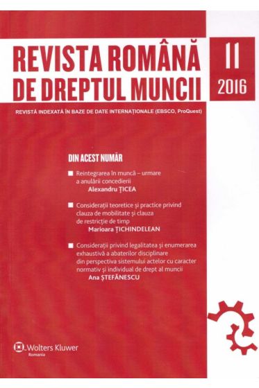 Revista Romana de dreptul muncii nr 11/2016