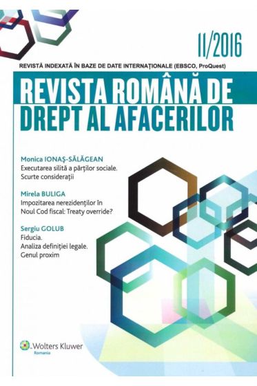Revista Romana de drept al afacerilor nr 11/2016