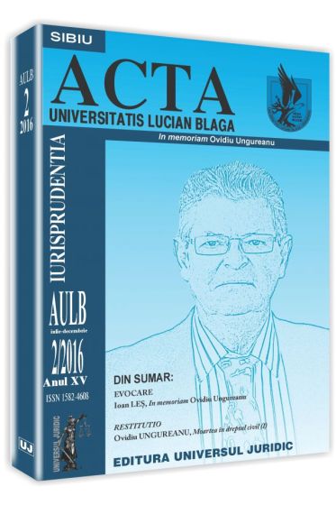 Acta Universitatis Lucian Blaga nr. 2/2016