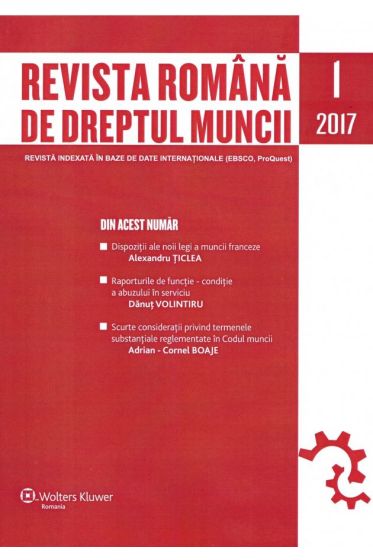 Revista Romana de dreptul muncii nr 1/2017
