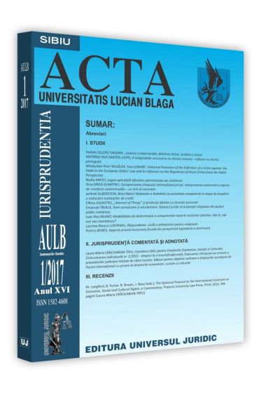 Acta Universitatis Lucian Blaga nr. 1/2017