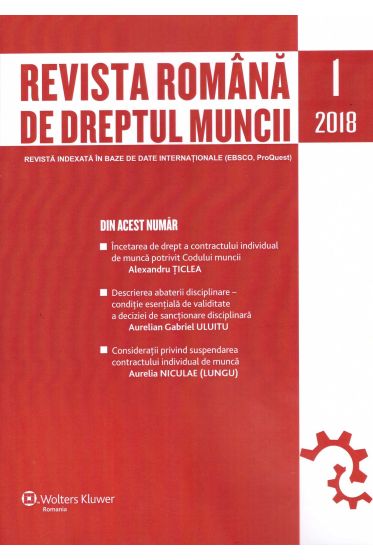 Revista Romana de dreptul muncii nr 1/2018