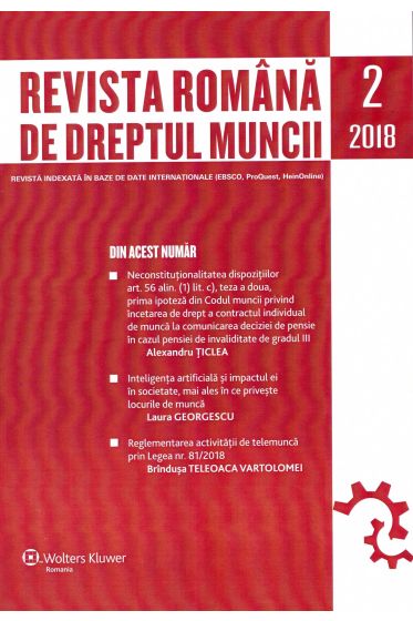 Revista Romana de dreptul muncii nr 2/2018