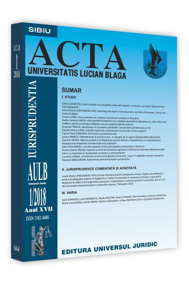 Acta Universitatis Lucian Blaga nr. 1/2018