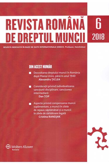 Revista Romana de dreptul muncii nr 6/2018