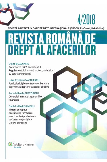 Revista Romana de drept al afacerilor nr 4/2018