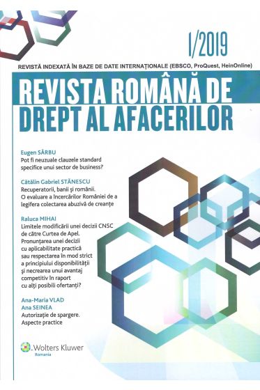 Revista Romana de drept al afacerilor nr 1/2019