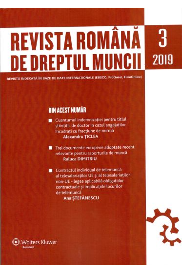 Revista Romana de dreptul muncii nr 3/2019