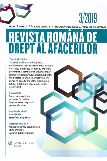 Revista Romana de drept al afacerilor nr 3/2019