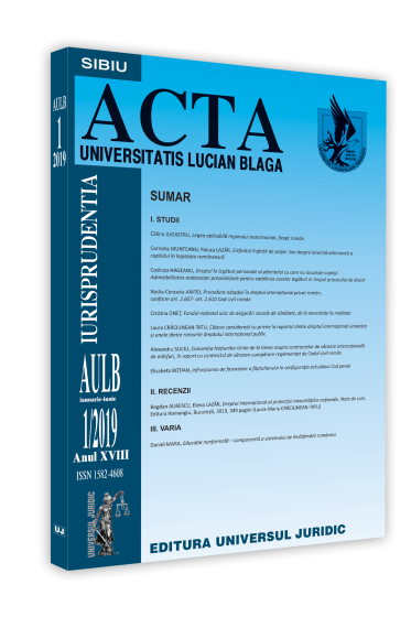 Acta Universitatis Lucian Blaga nr. 1/2019