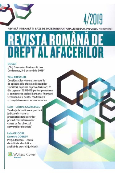Revista Romana de drept al afacerilor nr 4/2019
