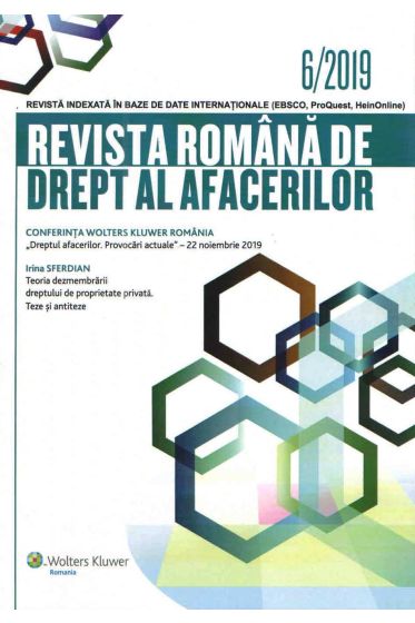 Revista Romana de drept al afacerilor nr 6/2019