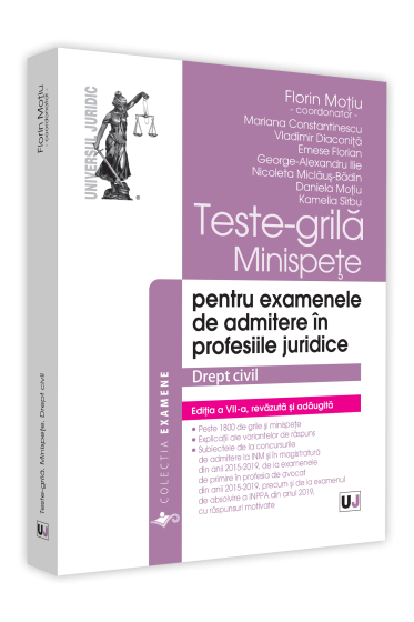 Teste-grila, minispete pentru examenele de admitere in profesiile juridice. Drept civil. 2020