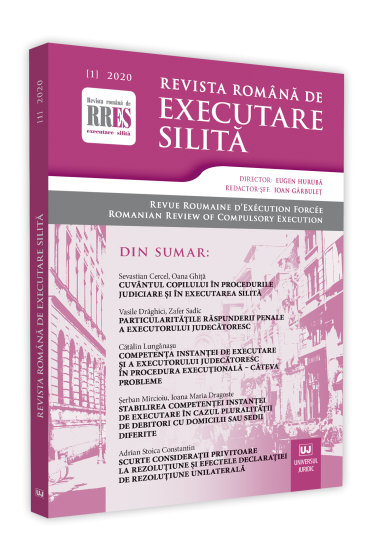 Revista romana de executare silita nr. 1/2020