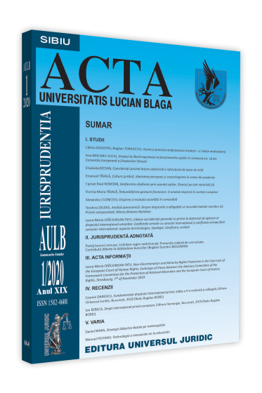 Acta Universitatis Lucian Blaga nr. 1/2020