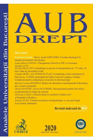 Analele Universitatii din București - Seria Drept, 2020
