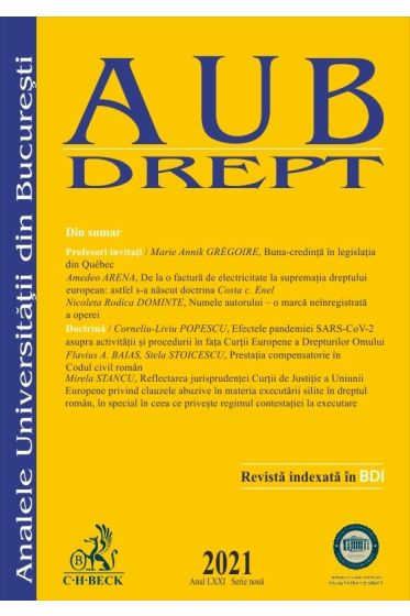 Analele Universitatii din Bucuresti - Seria Drept, 2021