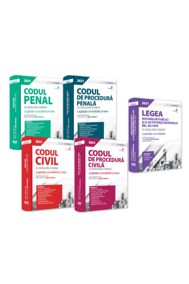 Pachet: Codul civil, Codul de procedura civila, Codul penal, Codul de procedura penala si Legea notarilor publici. Editie PREMIUM 2021