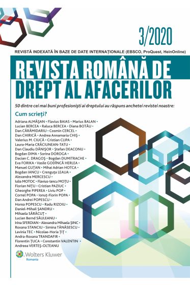 Revista Romana de drept al afacerilor nr 3/2020