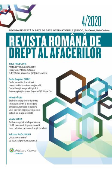 Revista Romana de drept al afacerilor nr 4/2020