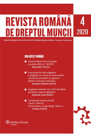 Revista Romana de dreptul muncii nr 4/2020