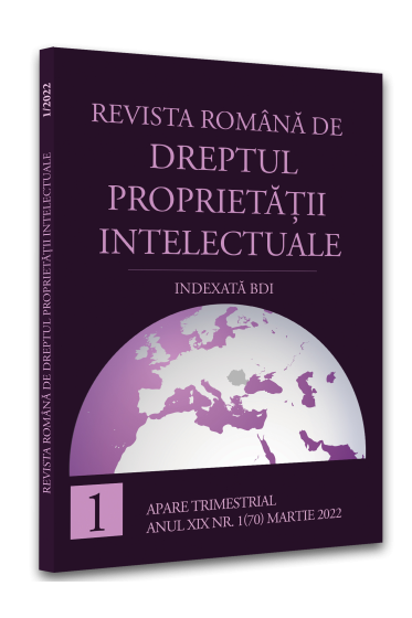 Revista romana de dreptul proprietatii intelectuale nr. 1/2022