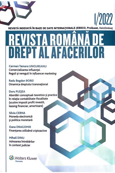 Revista Romana de drept al afacerilor nr 1/2022