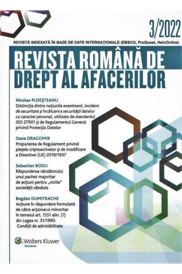 Revista Romana de drept al afacerilor nr 3/2022