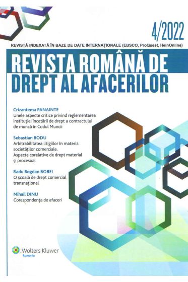 Revista Romana de drept al afacerilor nr 4/2022