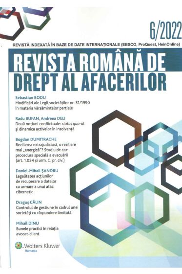 Revista Romana de drept al afacerilor nr 6/2022