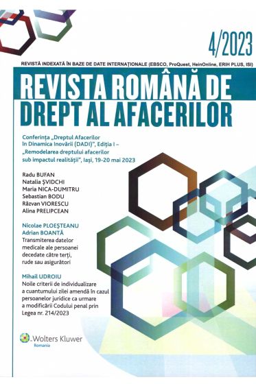 Revista Romana de drept al afacerilor nr 4/2023