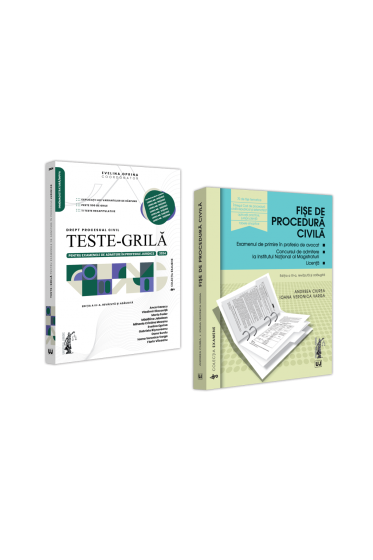 Pachet: Teste-grila pentru examenele de admitere in profesiile juridice. Drept procesual civil si Fise de procedura civila . Editia a XI-a . 2024