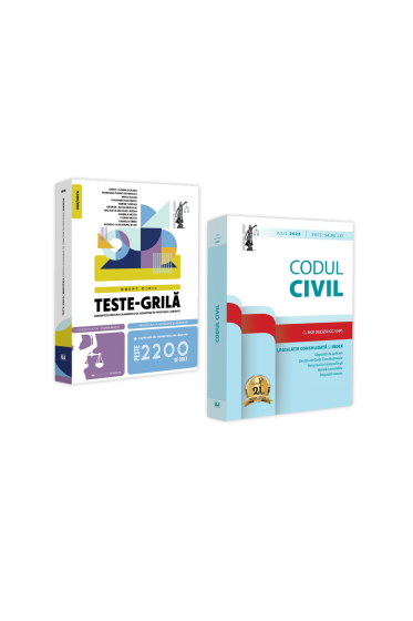 Pachet: Teste-grila, minispete pentru examenele de admitere in profesiile juridice. Drept civil. Editia a XII-a si Codul Civil - iulie 2025