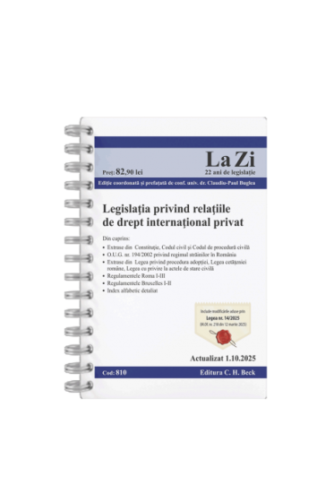 Legislația privind relațiile de drept internațional privat. Cod 810. Actualizat la 1.10.2025